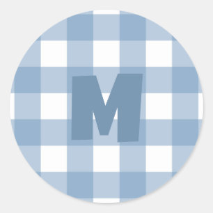Blue gingham birthday sticker