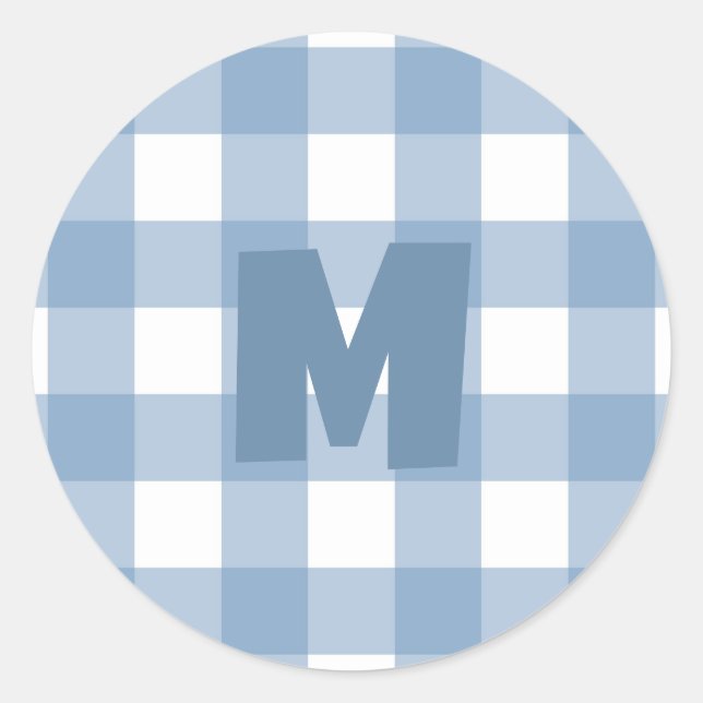 Blue gingham birthday sticker (Front)