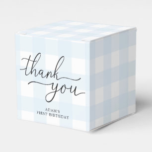 Blue Gingham Birthday Thank You Favour Box