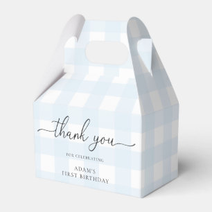 Blue Gingham Birthday Thank You Favour Box