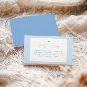 Blue Gingham Boho Boy Baby Shower Books for Baby Enclosure Card