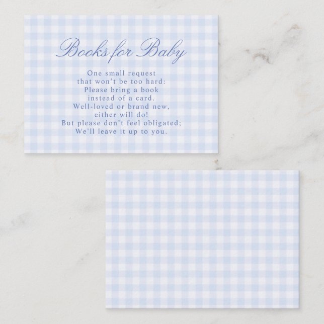 Blue Gingham Books Baby Shower Enclosure Card (Front/Back)