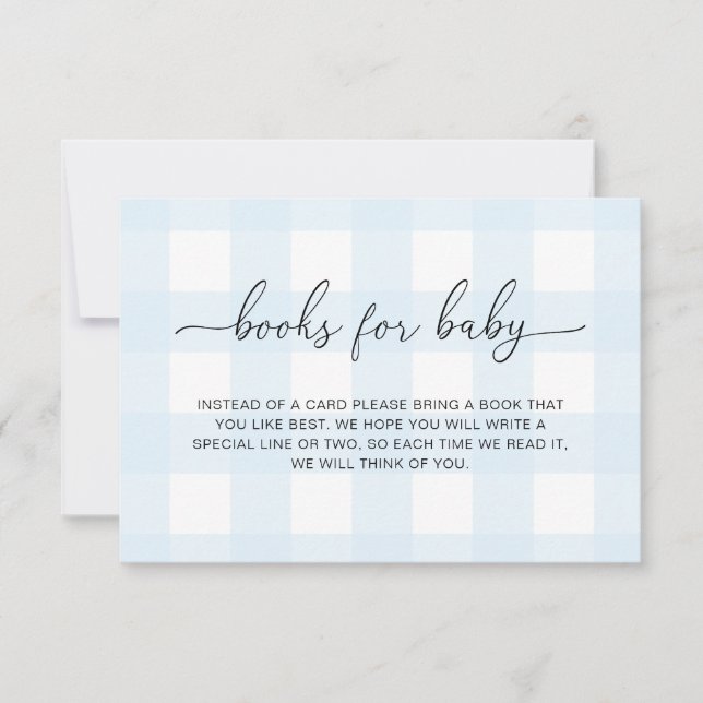 Blue Gingham Books For Baby Card (Front)