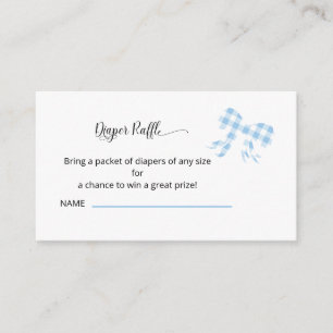 Blue Gingham Bow Diaper Raffle Enclosure Card