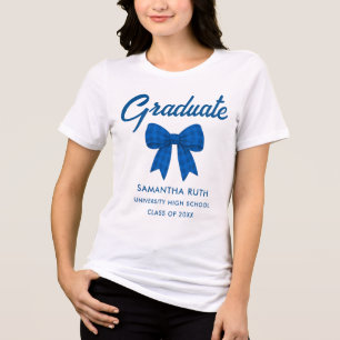 Blue Gingham Bow Graduation Tri-Blend Shirt