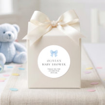 Blue Gingham Bow Thank You Baby Shower
