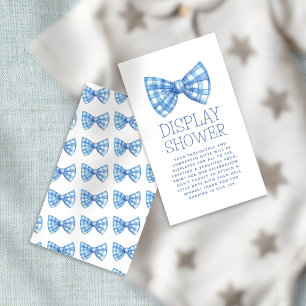 Blue Gingham Bow Tie Baby Display Shower Enclosure Card
