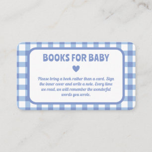 Blue Gingham Boy Baby Shower Books For Baby Enclosure Card