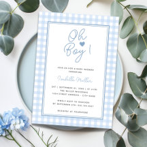 Blue Gingham Boy Baby Shower