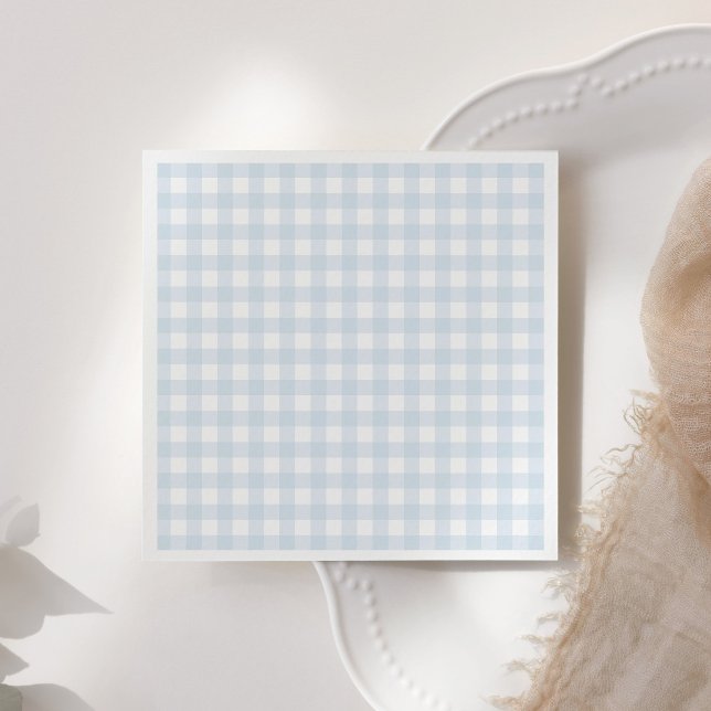 Blue Gingham Boy Baby Shower Napkin (Creator Uploaded)