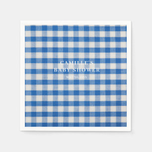 Blue Gingham Boy Baby Shower Napkin