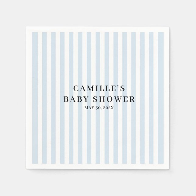 Blue Gingham Boy Baby Shower Napkin (Front)