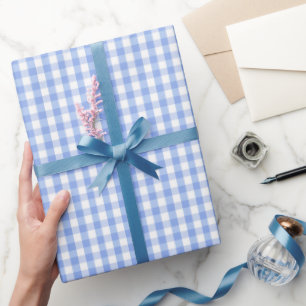 Blue Gingham Breeze Wrapping Paper