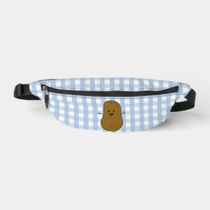 Blue Gingham Brown Potato Bum Bags