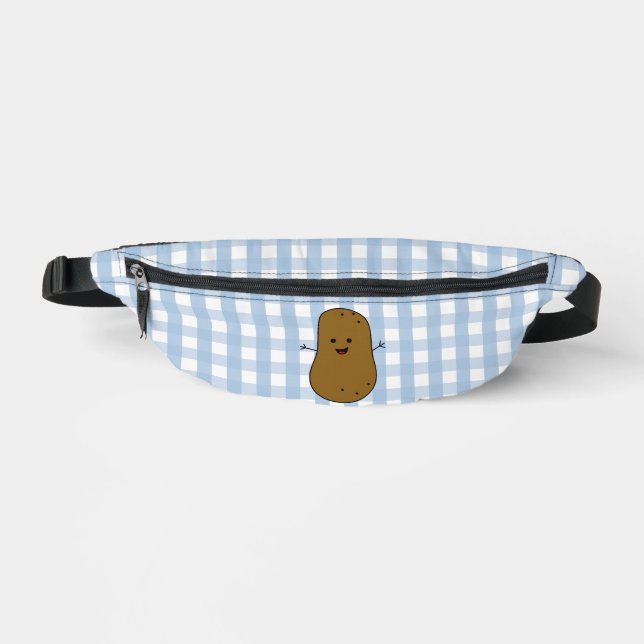 Blue Gingham Brown Potato Bum Bags (Front)