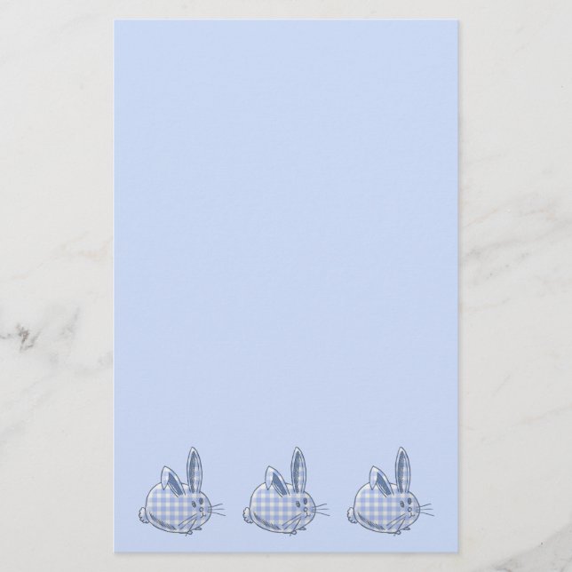 blue gingham bunnies stationery (Front)