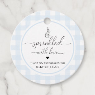 Blue Gingham Bunny Rabbit Sprinkled With Love Favour Tags
