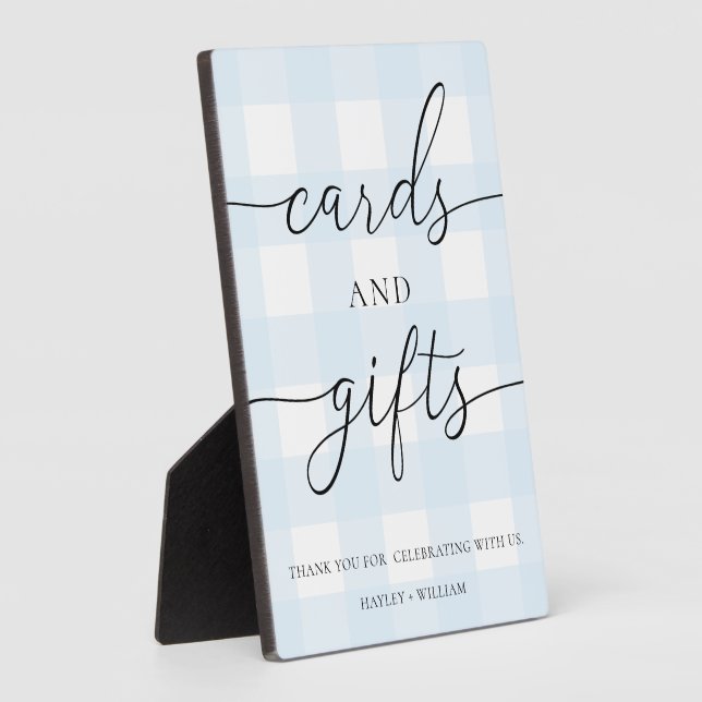Blue Gingham Cards and Gifts Plaque (Side)