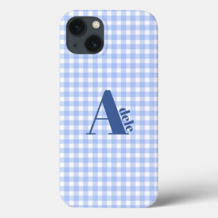 blue gingham iPhone 13 case