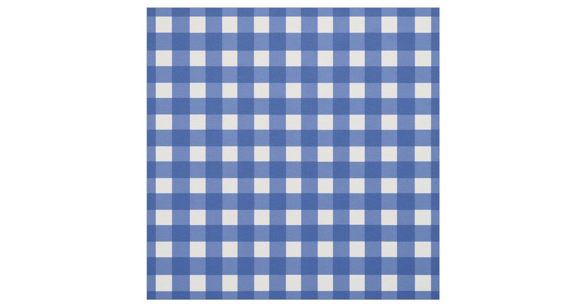 Blue Gingham Check Fabric Zazzle