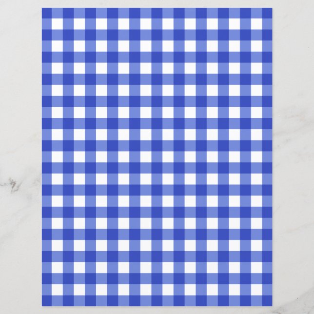 Blue Gingham Check Scrapbook Paper (Front)