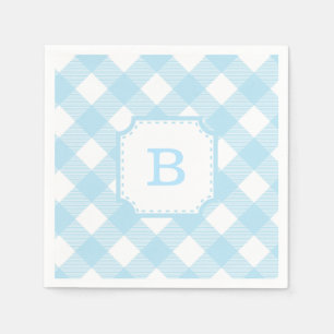 Blue Gingham Chequered Pattern Paper Napkin