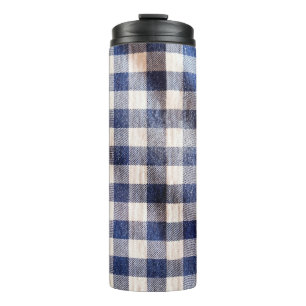 blue gingham cloth closeup, shirts fabric texture thermal tumbler