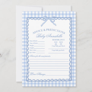 Blue Gingham Coquette Bow Advice for Baby Card