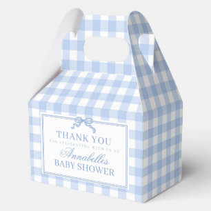 Blue Gingham Coquette Bow Baby Shower Gable Favor Favour Box