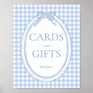 Blue Gingham Coquette Bow Card & Gifts Sign