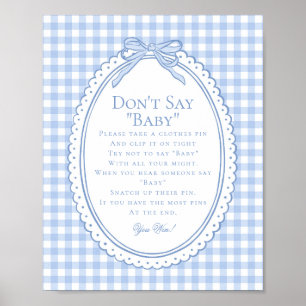 Blue Gingham Coquette Bow Dont Say Baby Game Poster