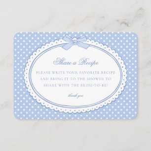 Blue Gingham Coquette Bow Share a Recipe Enclosure Card