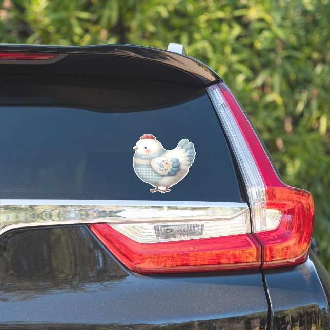 Blue Gingham Cottage Hen (Car Side)