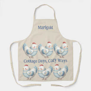 Blue Gingham Cottage Hen Apron