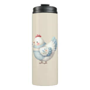 Blue Gingham Cottage Hen Thermal Tumbler