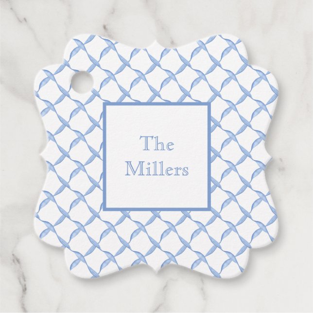 Blue Gingham Custom Gift Tag (Front)