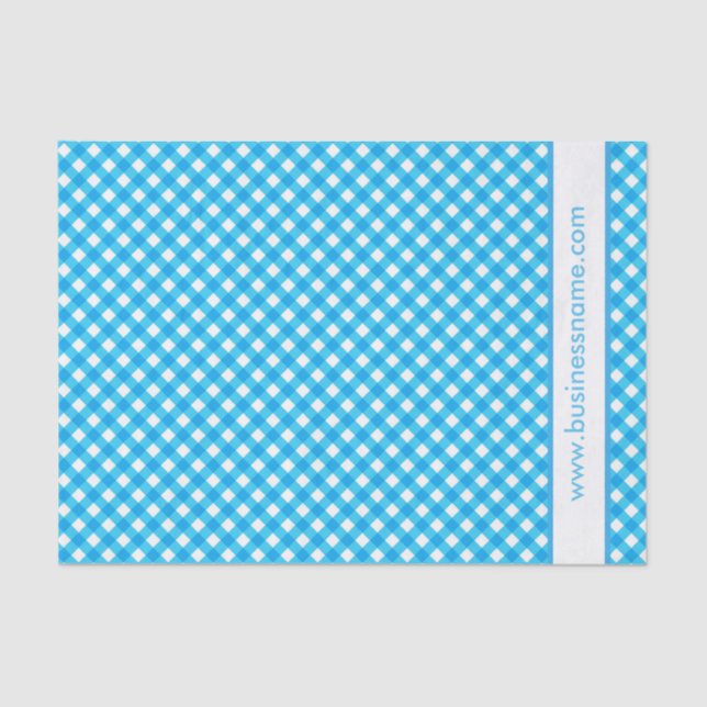 Blue Gingham Custom Text Tissue Paper (Front)
