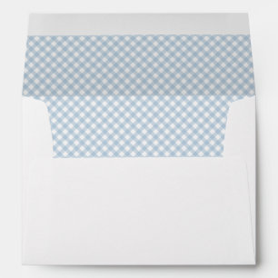 Blue gingham cute classic baby shower personalised envelope