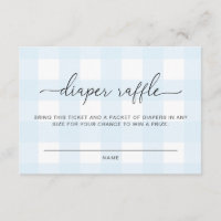 Blue Gingham Diaper Raffle Ticket Enclosure Card