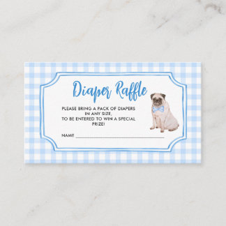 Blue Gingham Dog Boy Baby Shower Diaper Raffle Enclosure Card
