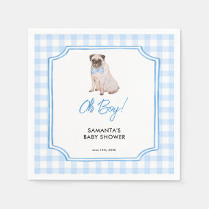 Blue Gingham Dog Boy Baby Shower Napkin
