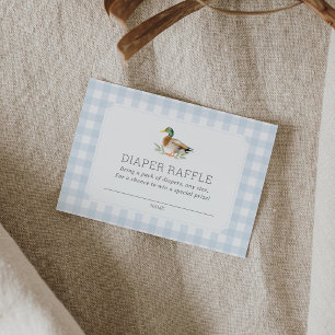 Blue Gingham Duck Diaper Raffle Ticket Enclosure Card