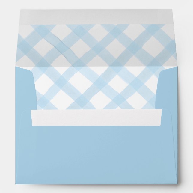 Blue Gingham Envelope with Watercolor Liner (Back (Bottom))