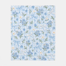 Blue Gingham Floral Bows and Daisies Pattern