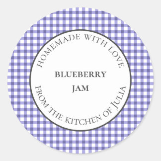 Blue gingham food jar labels for homemade gifts
