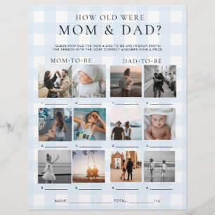 Blue Gingham How Old Were Mum and Dad Photo Game Flyer