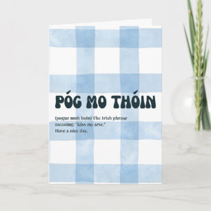 Blue Gingham irish Póg mo thóin Card