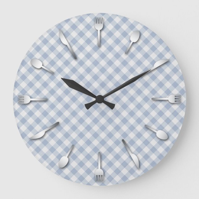 Blue Gingham Kitchen Clock - Country Western (Front)