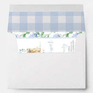 Blue Gingham Lined Envelope