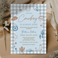 Blue Gingham Little Cowboy Wild West Baby Shower